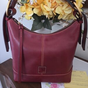 Dooney & Bourke Burgundy Leather Hobo Bag